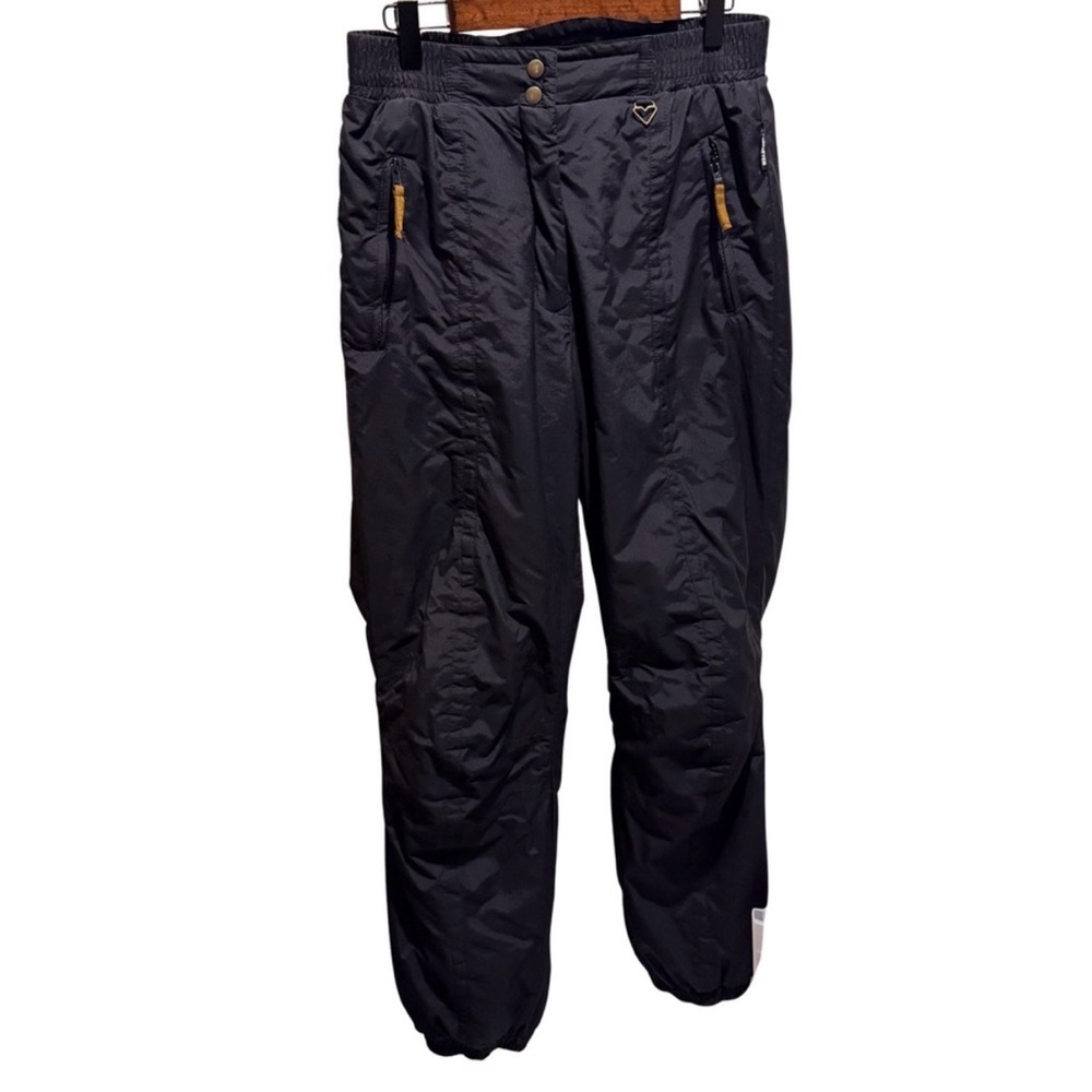 Obermeyer Women Insulated Ski Snow Pants Black Heart Clip Elastic Waist Size 12